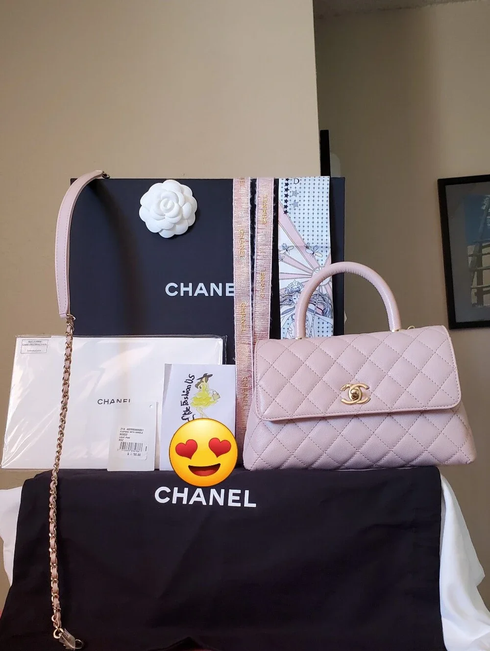 Chanel Coco Handle Light Pink Caviar Gold Hw Small Bag